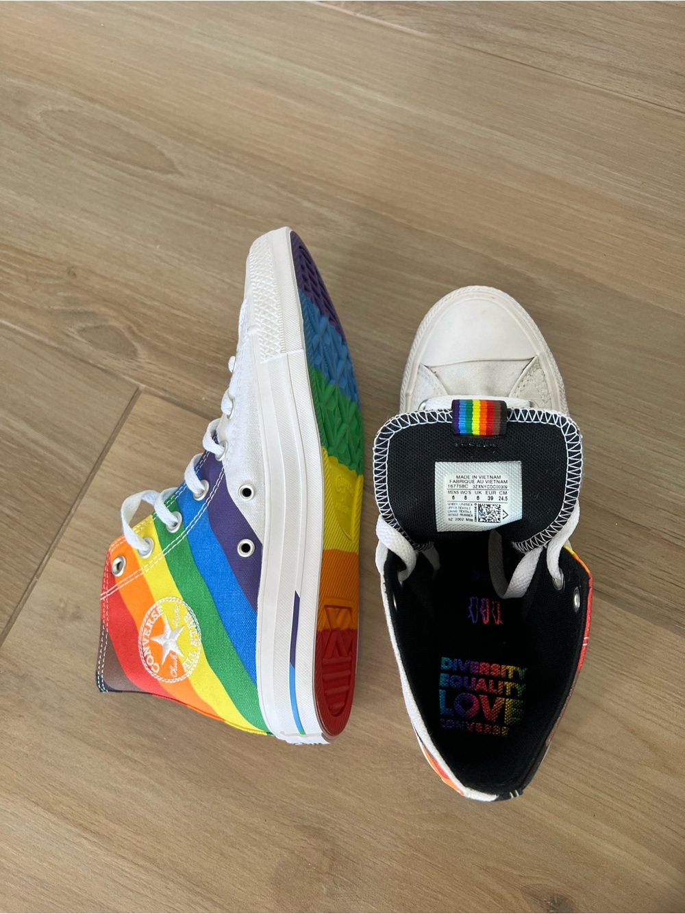 Converse Diversity Equality Love High Top Pride White Rainbow - Picture 2 of 8